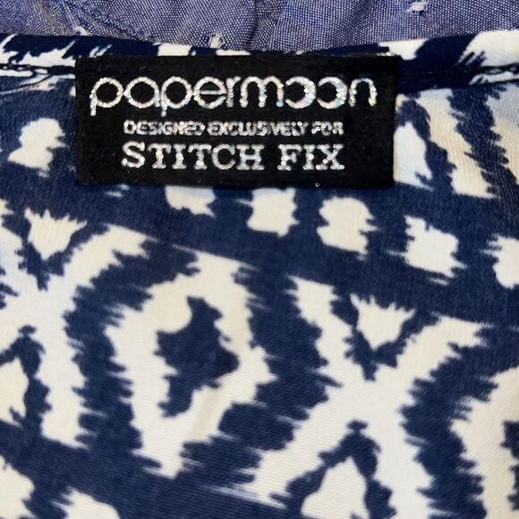 PAPERMOON STITCH FIX Navy Blue and White Geo Print Dress-S - Picture 8 of 9